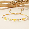 3Pcs Cross Adjustable Plastic Imitation Pearl Braided Bead Bracelets for Women OW3783-4-4