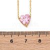 304 Stainless Steel Cubic Zirconia Heart Pendant Necklaces NJEW-Z057-04B-G-5