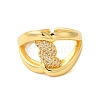 Brass Micro Pave Clear Cubic Zirconia Open Cuff Rings for Women RJEW-A048-18G-2