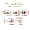 10Pcs 5 Styles Brass Charms KK-CJ0001-73-2