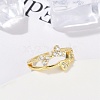 Rack Plating Bowknot Brass Micro Pave Clear Cubic Zirconia Cuff Rings for Women RJEW-M028-62G-5