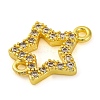 Brass Micro Pave Clear Cubic Zirconia Star Links Connector Charms KK-A230-03B-G-2