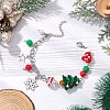 Christmas Theme Handmade Lampwoke and Alloy Snowflake Charms Bracelets BJEW-TA00561-2