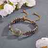 Natural Labradorite Teardrop Link Braided Bead Bracelet BJEW-SZ0002-54C-3