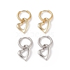 2 Pairs 2 Colors Brass Heart Dangle Hoop Earrings EJEW-JE05066-1