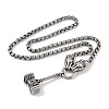 304 Stainless Steel Tiger Head King Box Chain Viking Mjolnir Thor Hammer Pendant Necklaces for Men NJEW-K378-04AS-2