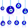 BENECREAT 8Pcs 6 Style Evil Eye Glass Pendants Decoration FIND-BC0004-23-1