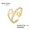 304 Stainless Steel & Crystal Rhinestone Cuff Open Rings WGEE38E-02-2