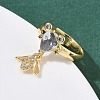 Brass Micro Pave Cubic Zirconia Adjustable Finger Rings for Women RJEW-K307-01G-22-4