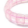 Natural Rose Quartz Rectangle Beaded Stretch Bracelet BJEW-E379-01E-3