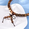 Wood Round Beads Wrap Bracelets BJEW-U041-02B-3