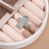 Brass Micro Pave Clear Cubic Zirconia Cuff Finger Rings for Women RJEW-C116-01G-1