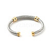 304 Stainless Steel Twist Rope Shape Open Cuff Bangle with Rhinestone for Women BJEW-D449-01GP-01-2