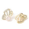 Natural Pearl Stud Earrings EJEW-L286-03G-2