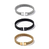 304 Stainless Steel Mesh Chain Shape Open Cuff Bangle for Women BJEW-C031-03-1