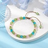 Adjustable Colorful 6.5mm Round Imitation Jade Glass & Brass Braided Bead Bracelets for Women BJEW-JB10697-2