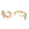 Green Cubic Zirconia Snake Huggie Hoop Earring EJEW-N011-46G-NF-3