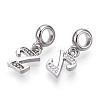 Platinum Rack Plating Alloy Rhinestone European Dangle Charms PALLOY-T048-36P-Z-2