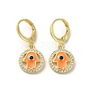 Hamsa Hand Real 18K Gold Plated Brass Dangle Leverback Earrings EJEW-Q797-10G-04-1