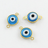 Flat Round Evil Eye Handmade Lampwork Links connectors LAMP-R117-01E-1