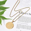 304 Stainless Steel Religion Flat Round Pendant Box Chain Necklaces for Women Men NJEW-R013-08G-2