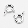 Anti-Tarnish Rhodium Plated 925 Sterling Silver Spring Ring Clasps STER-K167-076B-P-2