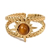 Natural Tiger Eye Finger Rings RJEW-Q822-26G-01-2