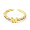 Clear Cubic Zirconia Initial Letter Open Cuff Ring RJEW-H120-09G-M-2