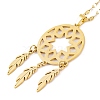 Woven Net/Web with Feather 304 Stainless Steel Pendant Necklaces for Women NJEW-G087-06G-2