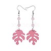 Tropical Theme Monstera Leaf Poplar Wood Dangle Earrings EJEW-JE03357-3