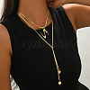 304 Stainless Steel Letter Z Pendant Double Layered Y-shaped Long Lariat Necklaces for Women AE9765-4