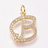 Brass Micro Pave Cubic Zirconia Letter Pendants ZIRC-A010-B01-1