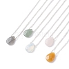 Stone Teardrop Pendants Necklace with Cable Chain for Women NJEW-JN03785-1