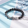 Natural Lava Rock & Tibetan Agate Stretch Bracelet with Alloy Tube Beaded BJEW-JB08322-02-2