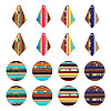  16Pcs 8 Style Transparent Resin & Walnut Wood Pendants RESI-TA0002-06-10