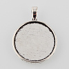 Tibetan Style Alloy Flat Round Pendant Cabochon Settings TIBEP-M022-14AS-1