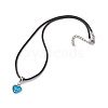 Heart with Fish Scale Shape 304 Stainless Steel with Resin Pendant Necklaces NJEW-JN04571-3