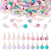 100Pcs 10 Colors Frosted Crackle Glass Pendants PALLOY-TAC0206-1