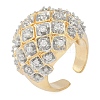 Brass Micro Pave Clear Cubic Zirconia Open Cuff Ring for Women RJEW-Q819-07G-1