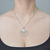 Non-Tarnish 201 Stainless Steel Hollow Shell Pendant Necklace NJEW-OY002-16-2