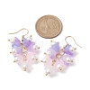 Glass Flower Dangle Earrings EJEW-JE05661-02-3