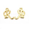 Golden Plated Alloy Letter Pendants PALLOY-J718-01G-R-1