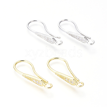 Brass Micro Pave Cubic Zirconia Earring Hooks KK-G374-13