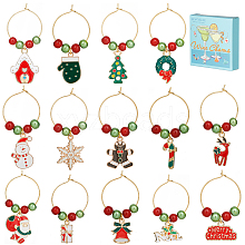 14Pcs Christmas Theme Alloy Enamel Wine Glass Charms AJEW-SC0002-05