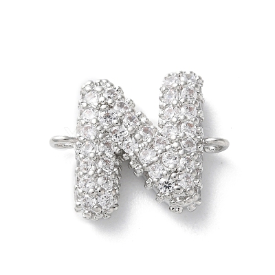 Brass Micro Pave Cubic Zirconia Letter Links KK-I717-04N-P-1