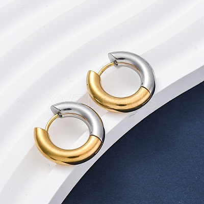 Two Tone 304 Stainless Steel Hinged Hoop Earrings for Women EJEW-A073-01A-1
