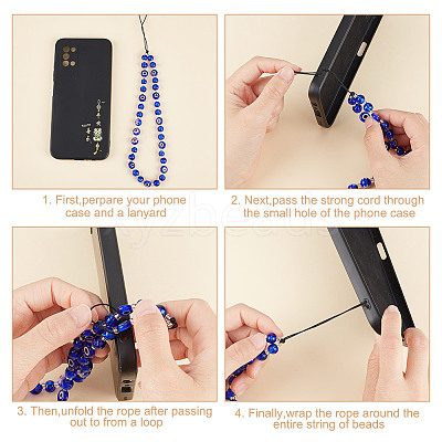 Evil Eye Lampwork Beaded Mobile Phone Straps HJEW-GO00001-1
