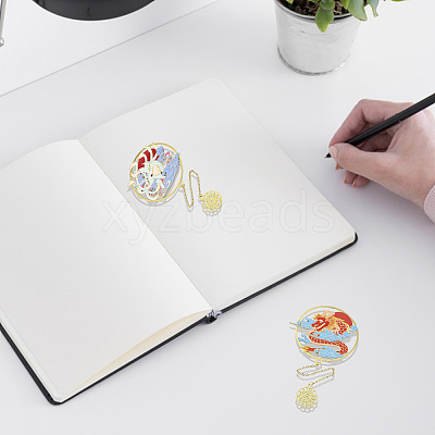 2Pcs 2 Styles Iron Bookmarks with Chain AJEW-GF0011-71-1