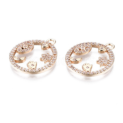 Brass Micro Pave Cubic Zirconia Pendants KK-S359-132A-RS-1