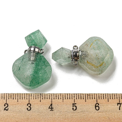 Rhombus Natural Strawberry Quartz Perfume Bottle Pendants G-H241-01F-P-1